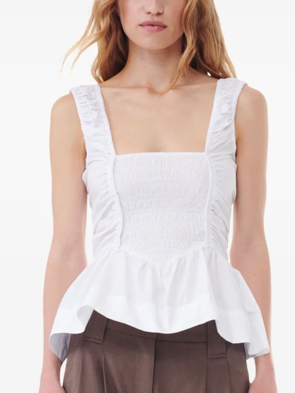 GANNI White Poplin Peplum Top  - NWT